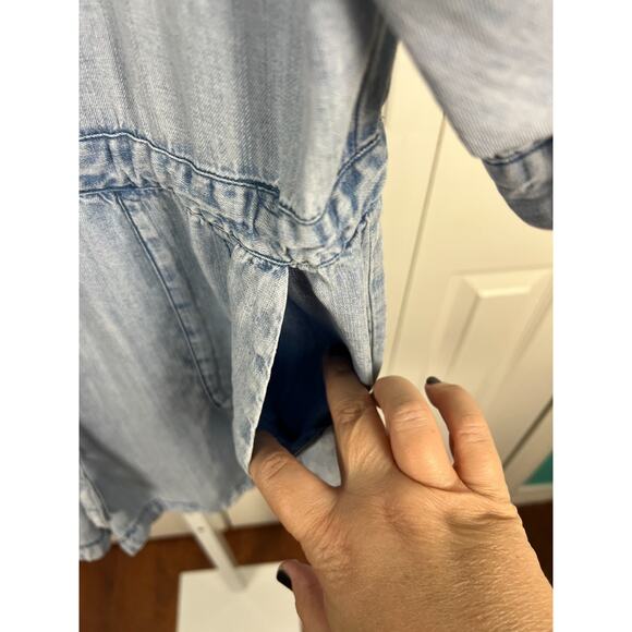 Velvet Heart Chambray Blue Denim Long Sleeve Romper Shorts Jumpsuit Medium - Picture 3 of 7